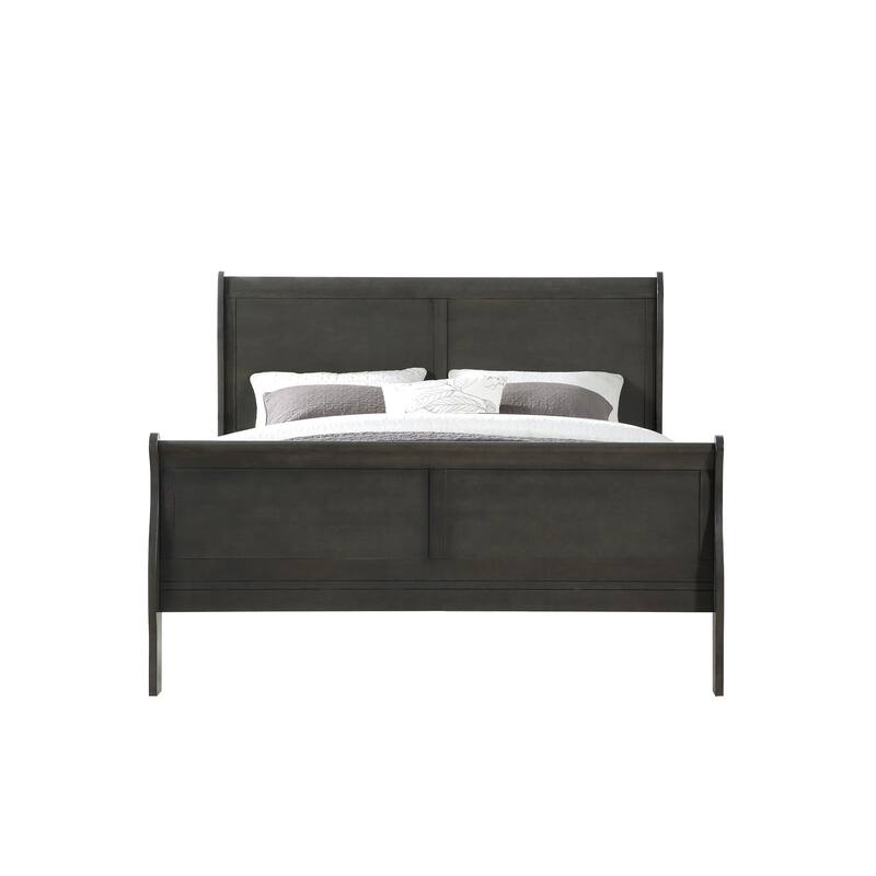 Dark Gray Eastern King Sleigh Bed with Low-Profile Footboard