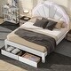 preview thumbnail 3 of 16, Chic Full Size LED Bed with Seashell Headboard and Dual Storage Drawers, White/Pink