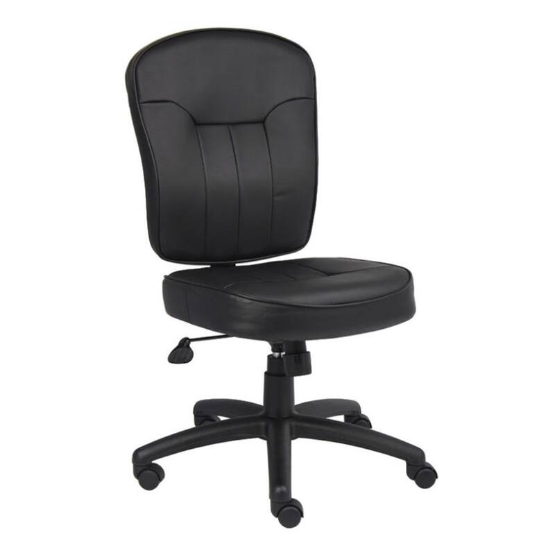 Sera Modern Task Chair, Mid Back Black LeatherPlus, Large Cushions