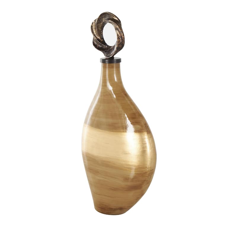 Glass Brushed Ombre Living Room Decorative Jars with Speckled Gold and Bronze Ring Top - Light Brown - Roche River Decor