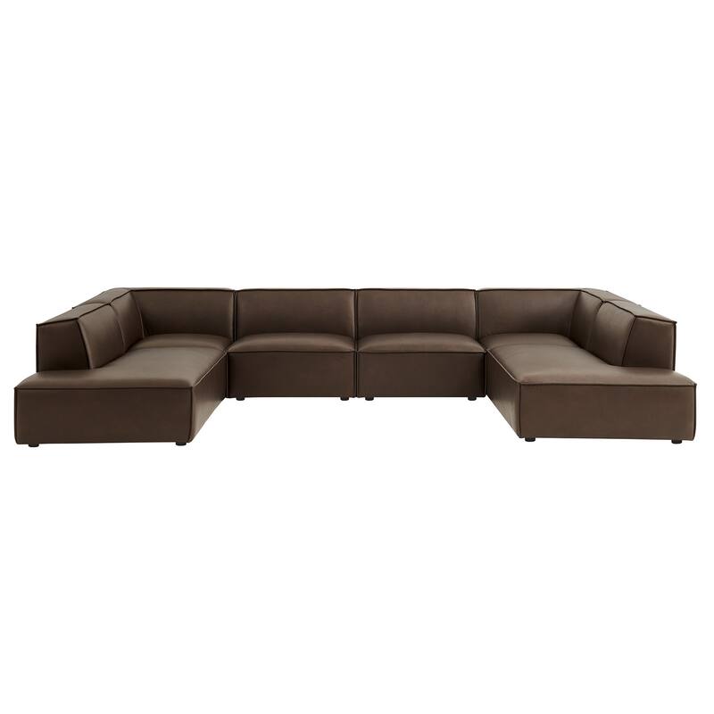 Restore 6-Piece Vegan Leather U-Shaped Armless Sectional Sofa
