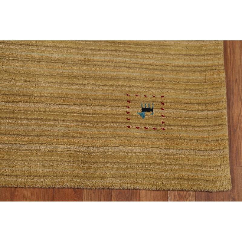 Gold Tribal Gabbeh Oriental Area Rug Handmade Wool Carpet - 4'11"x 7'11"