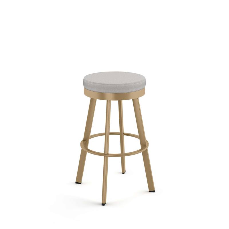 Amisco Swice Swivel Counter Stool with Metal Legs - Light Grey Polyester / Golden Metal