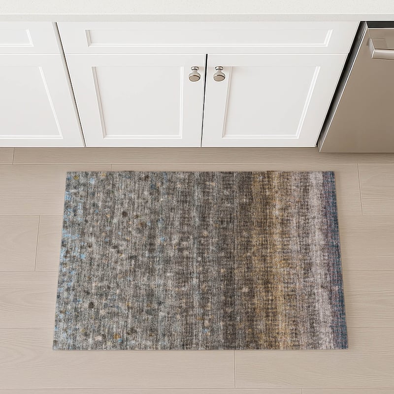 Machine Washable Indoor/ Outdoor Abstract Ombre Chantille Rug