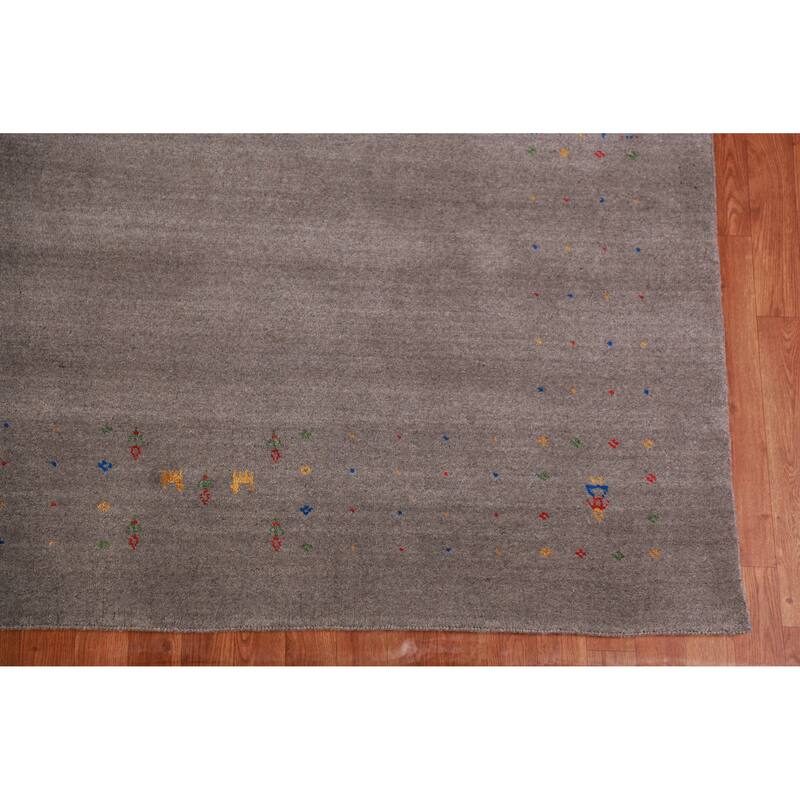 Tribal Gabbeh Indian Area Rug Handmade Oriental Wool Carpet - 8'2" x 9'10"