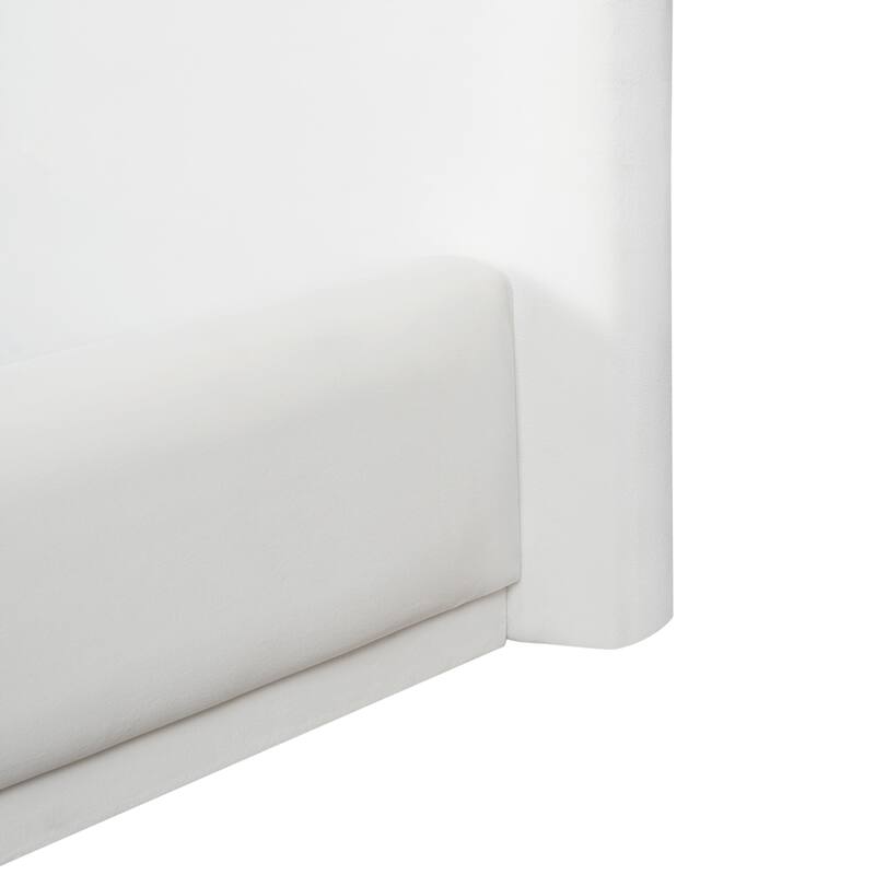 Roomfitters Soft Upholstered Bed Frame, Padded Headboard, White