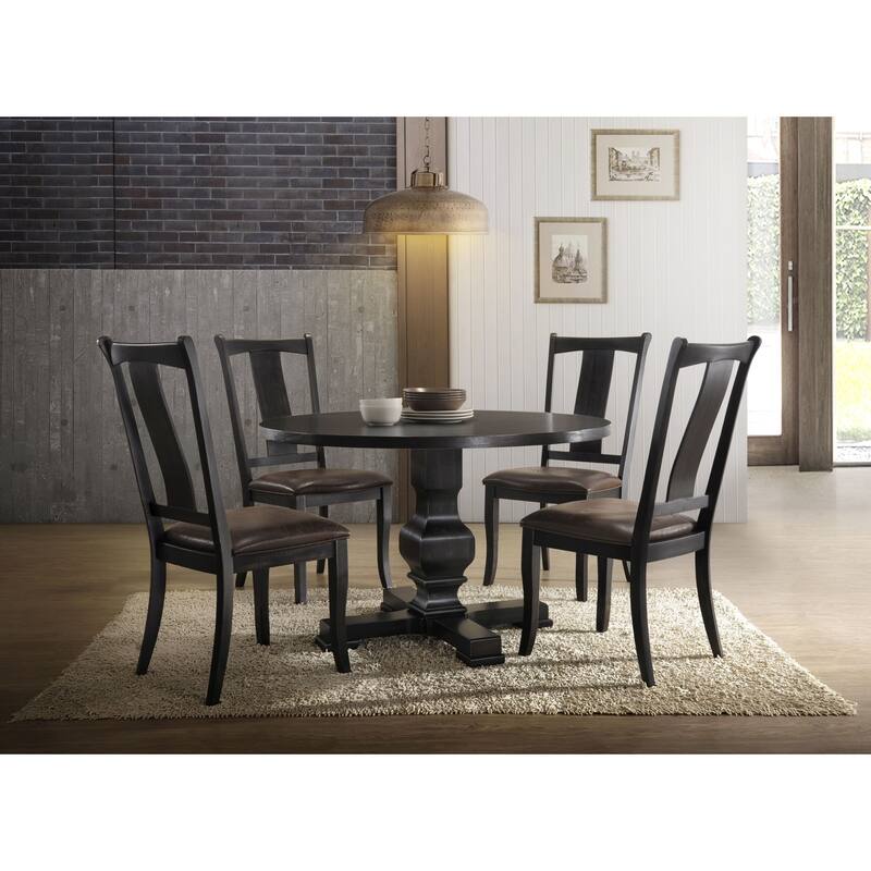 Solid Round Pedestal Table - 47.25" - Black