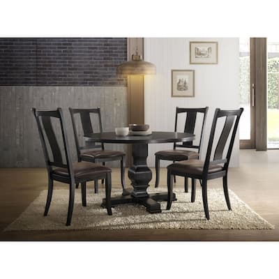 Solid Round Pedestal Table - 47.25" - Black