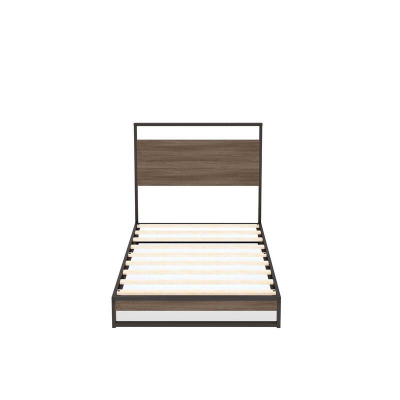 Metal Platform Bed Frame Twin Size Modern Bed with Headboard & Legs