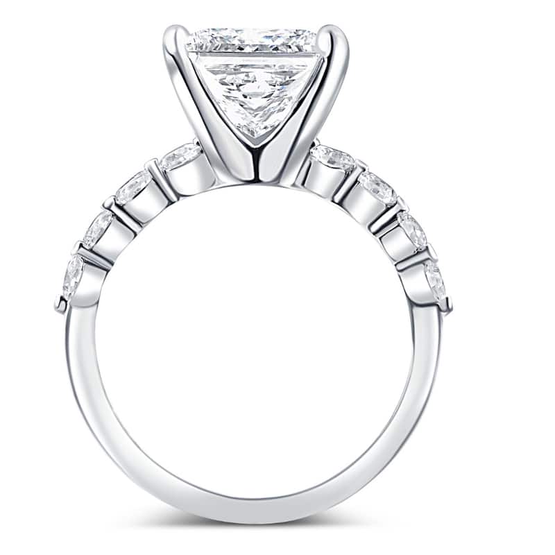 Certified 3.44Ct Princess Cut Diamond Engagement Ring White Gold Lab Grown