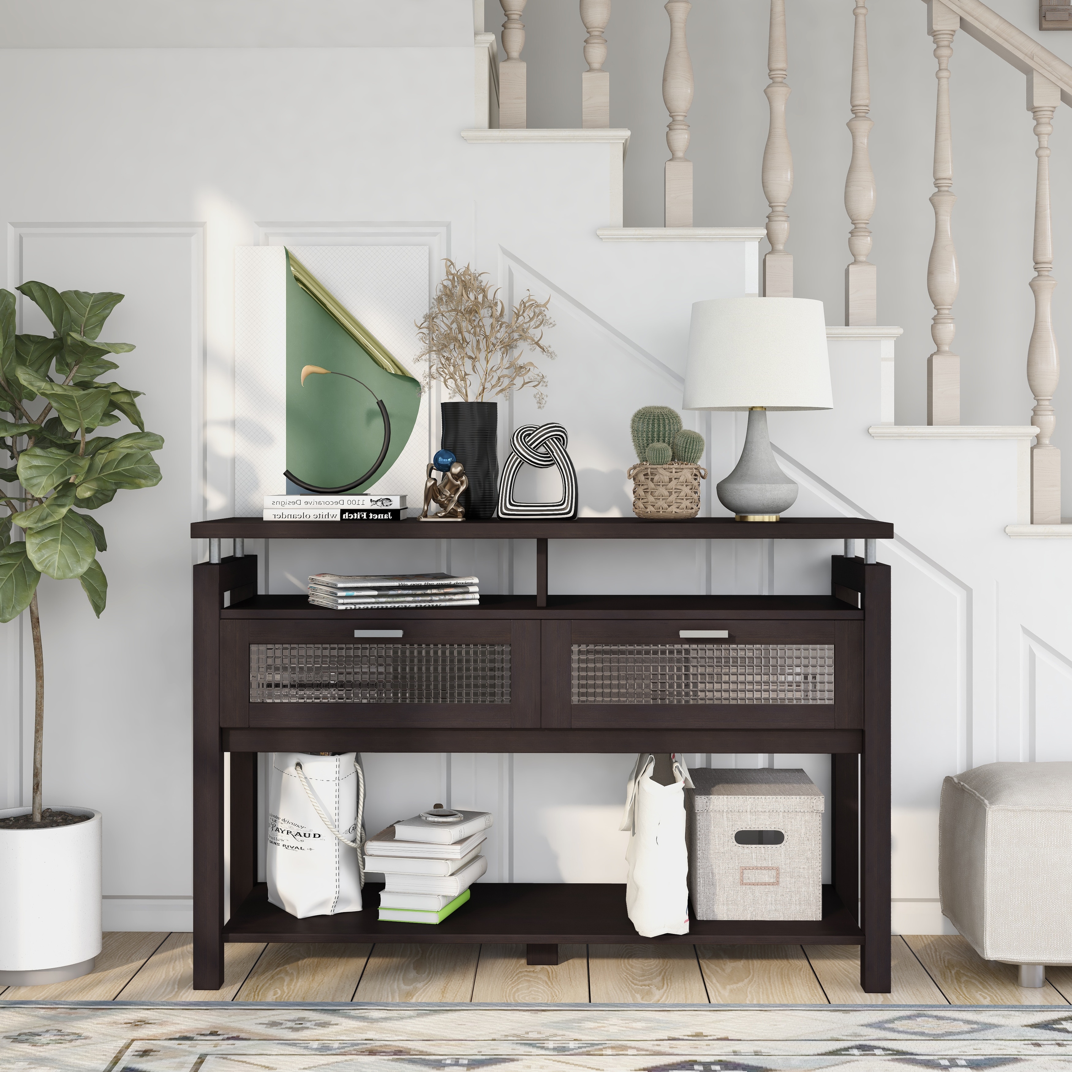 Furniture of America Posa Modern Espresso 47-inch 2-Shelf Sofa Table