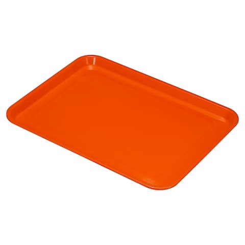 15x11" Fast Food Tray, Plastic Multi-Purpose Rectangle Serving Tray, Orange