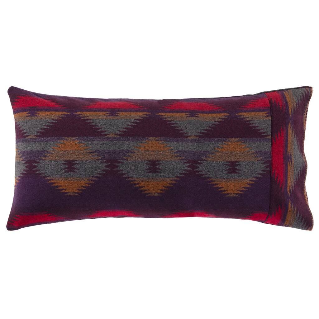 Paseo Road Gila Yarn Dyed Wool Blend Purple Tribal Geometric Aztec Print 1 Piece Self Cuff Pillowcase