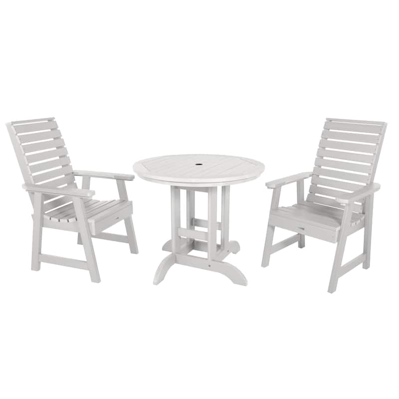Weatherly 3-piece Outdoor Dining Set - 36" Round Table, Dining-height - White