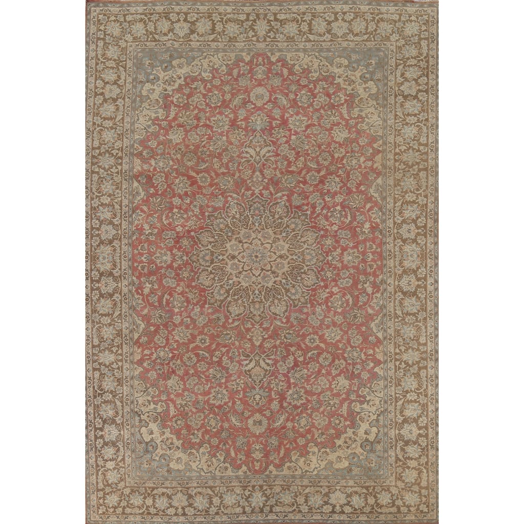 Distressed Najafabad Persian Vintage Rug Hand-Knotted Wool Carpet - 9'7"x 12'6"