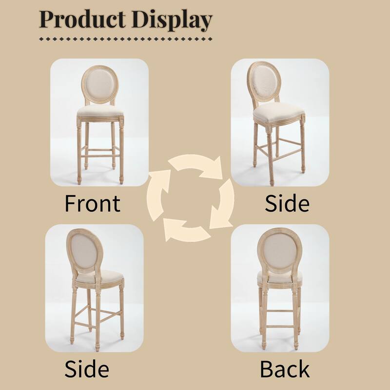 Set of 2 French Country 30" Height Bar Chairs