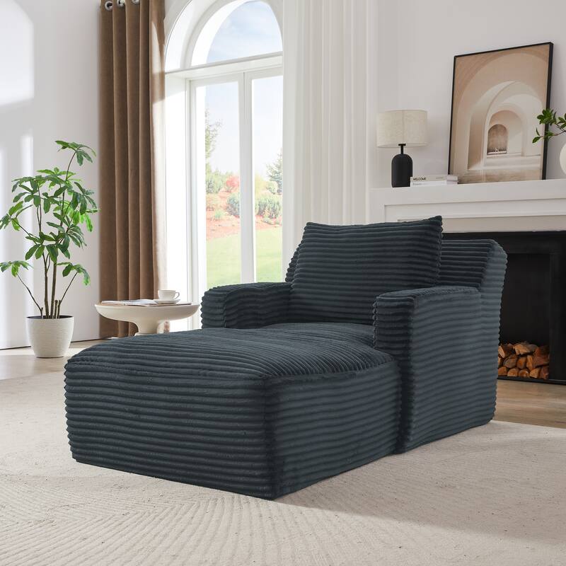 Indoor Single Chaise Sofa, Modern Corduroy Upholstery, No Assembly Required, Comfy Sleeper for Living Room, Office