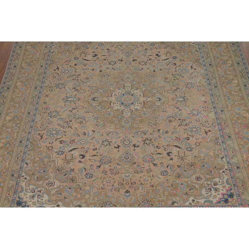 Traditional Mashad Persian Area Rug Hand-Knotted Wool Carpet - 9'7"x 12'3"