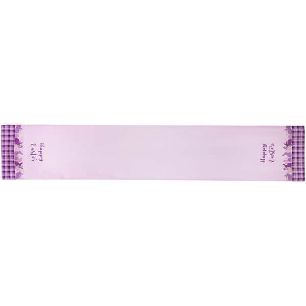 slide 2 of 5, 72" Pastel Purple "Happy Easter" Plaid Table Runner