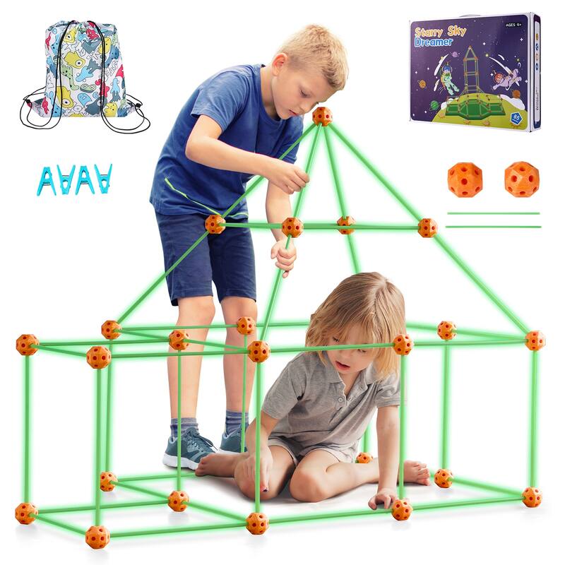 Fort Building Kit for Kids, Educational Gift for 4 5 6 7 8+ Year Old Boys & Girls, Indoor Outdoor Play Tent Construction Toys - 85PCS