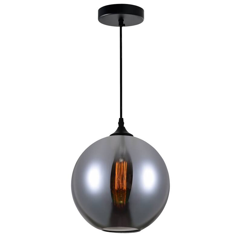 Glass 1 Light Down Mini Pendant With Smoke Finish - Smoke