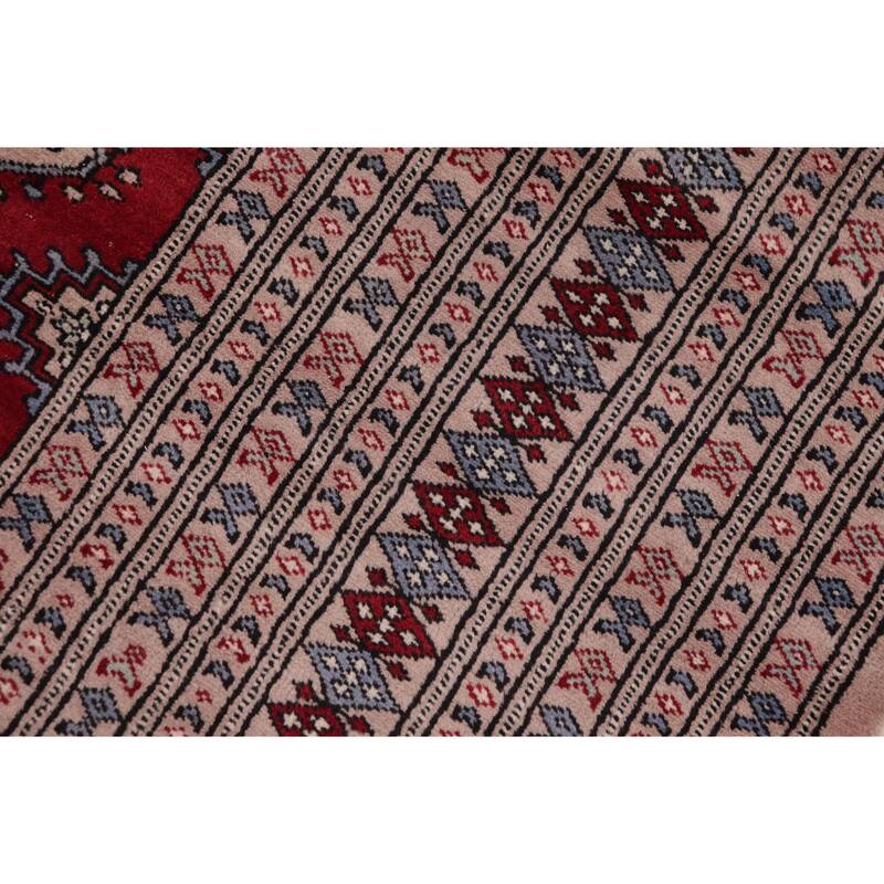 Tribal Bokhara Hall Red/Taupe Hand Knotted Wool Rug - 9'2'' x 11'6''
