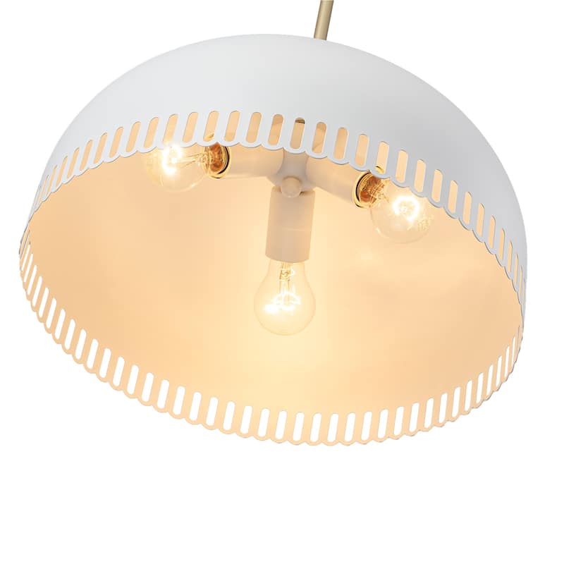 Modern 2-in-1 Dome Pendant or Flush Mount Light Openwork Iron Shade