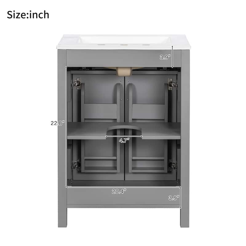GDFStudio - Nova Wood & Ceramic Bathroom Vanity Cabinet with Single Sink
