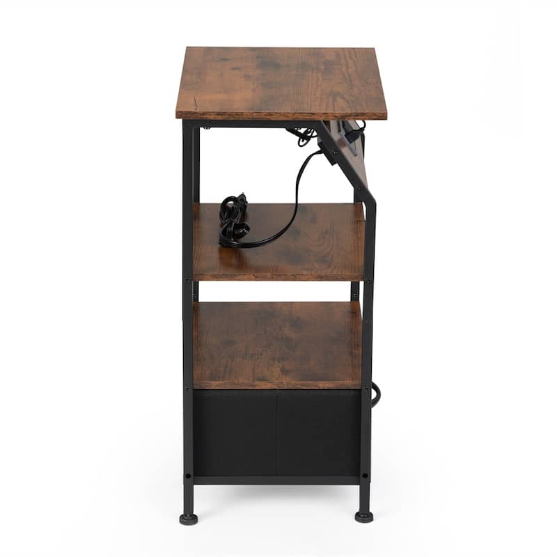 LED Lights Storage Nightstand w/ USB Ports and Outlets, Remote Control