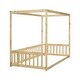preview thumbnail 28 of 31, American Design Wooden Canopy Twin Size Floor Bed with Fence and Guardrails
