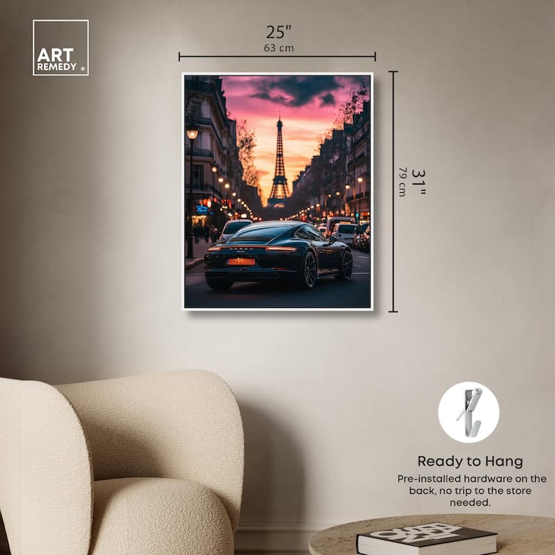 Parisian Porsche Twilight I Canvas by Art Remedy