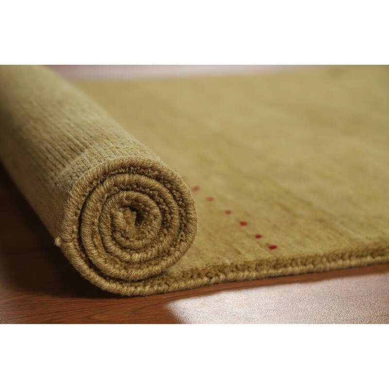 Green Tribal Gabbeh Indian Rug Hand-Knotted Wool Carpet - 3'3" x 5'1"