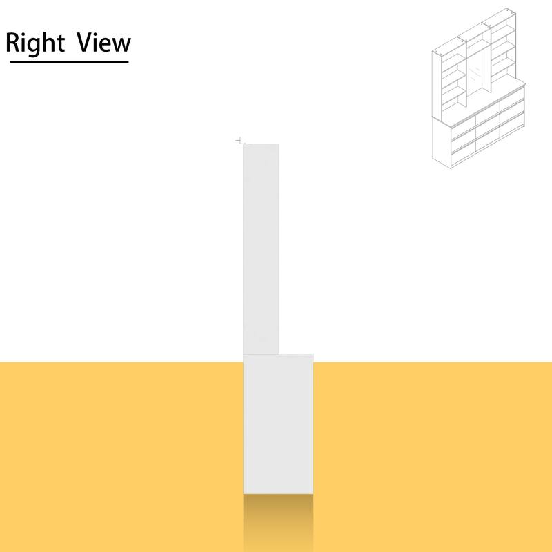 Chest White Storage Cabinet w/Mirror for Bedroom, Dresser Shelving Unit