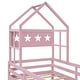 preview thumbnail 9 of 16, Wood Twin House Bed with Guardrail and Drawer, Rustic Design, Easy Assembly, Pink