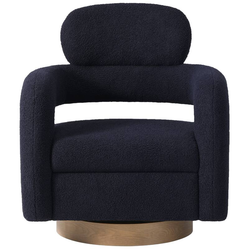 Bayville Sherpa Swivel Chair With Round Storage Ottoman 2-Piece Set