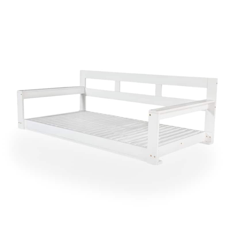 Roomfitters Patio Wooden Porch Swing Daybed Frame, Garden Swing Bench Chair with 4 Hanging Ropes for Backyard