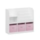 preview thumbnail 4 of 20, Kids Bookcase and Bookshelf, Multifunctional Bookcase with 3 Collapsible Fabric Drawers - White&Pink