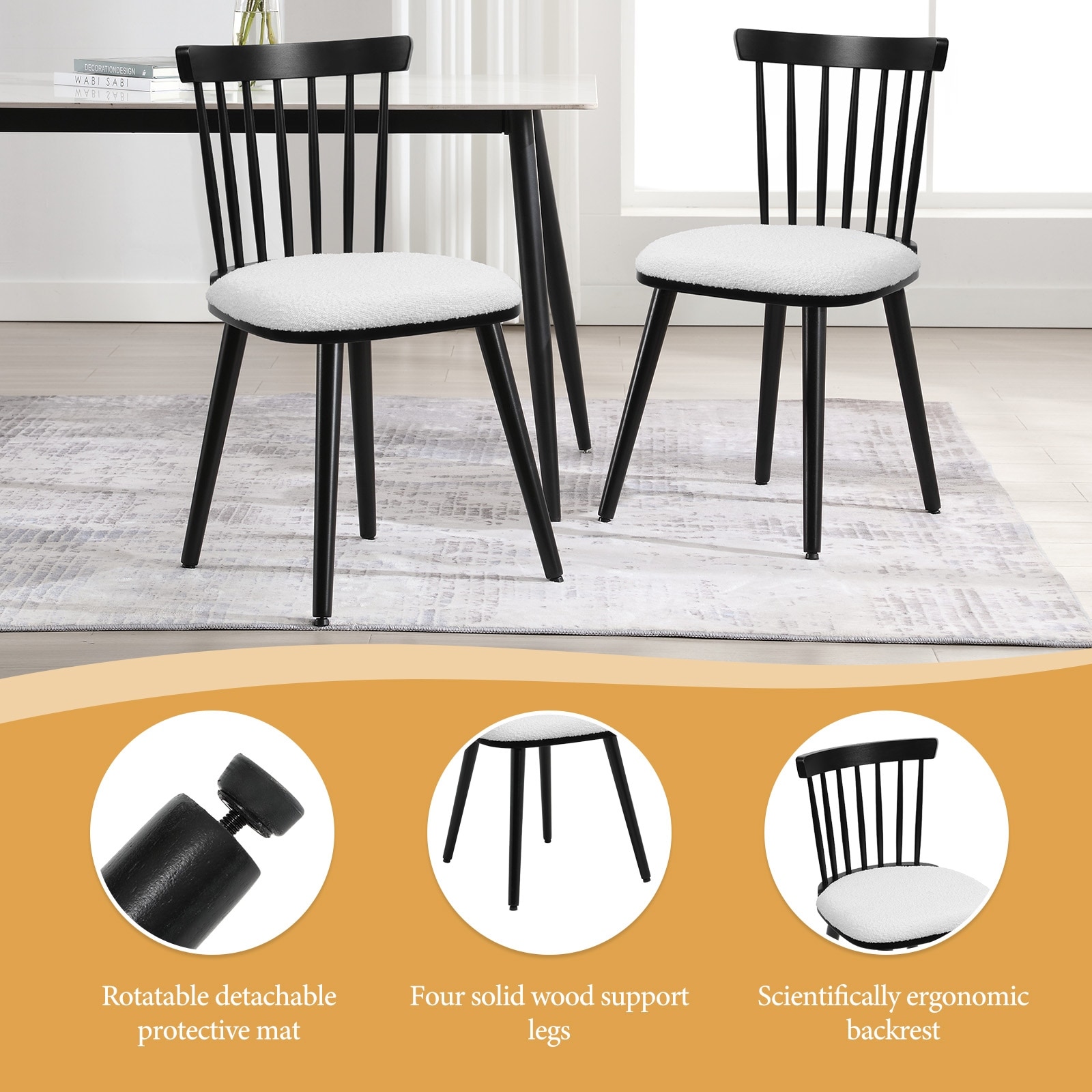 как выглядит Farmhouse Spindle-Back Windsor Dining Chairs with Solid фото
