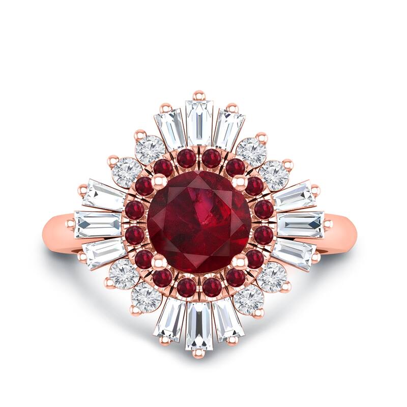 Auriya 1 1/6ct Red Ruby and Diamond Ballerina Engagement Ring 5/8ctw 14k Gold - Rose - 5.5