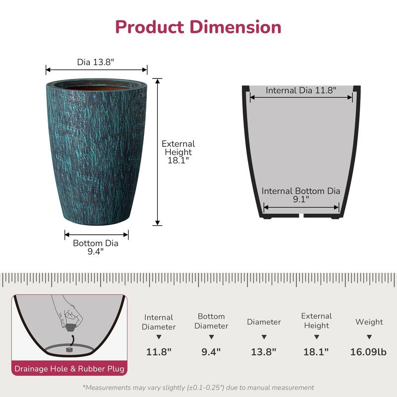 Tall Round Concrete Flower Planter with Enhanced Interior