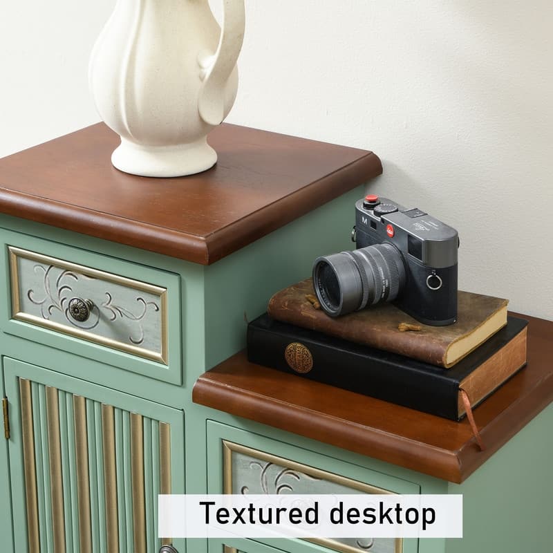 Farmhouse Accent Chest with Carved Door and 5-Drawers