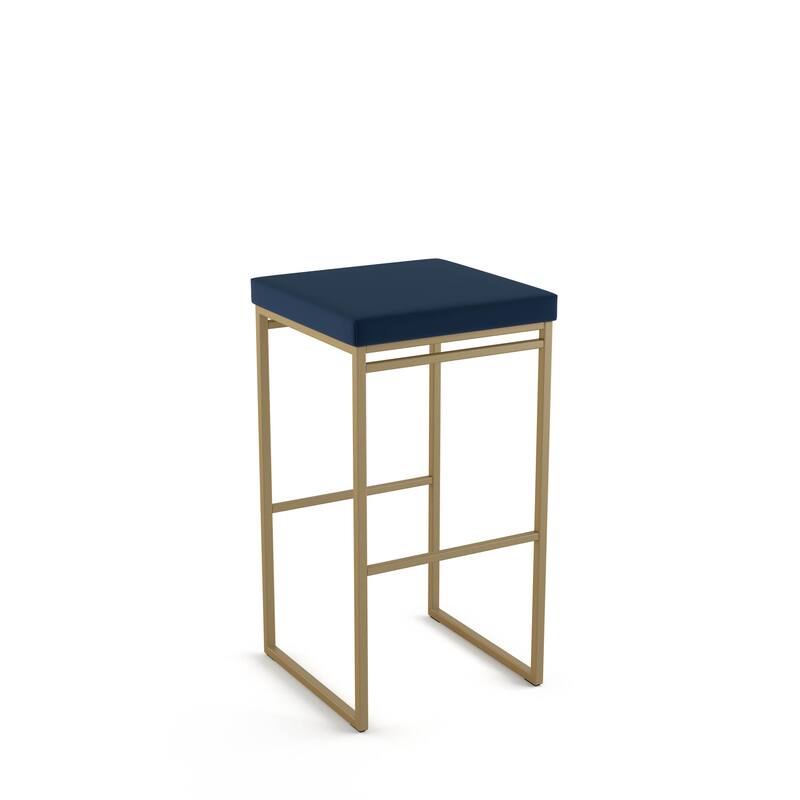 Amisco Easy Counter and Bar Stool - Blue Polyurethane / Golden Metal - Bar Height