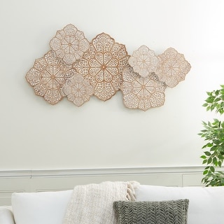 White Wood Intricately Carved Floral Home Wall Decor - Bed Bath ...
