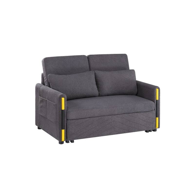 Percy 55.5"W Teddy Velvet Sleeper Loveseat with Dual-Pull Sleeper Design