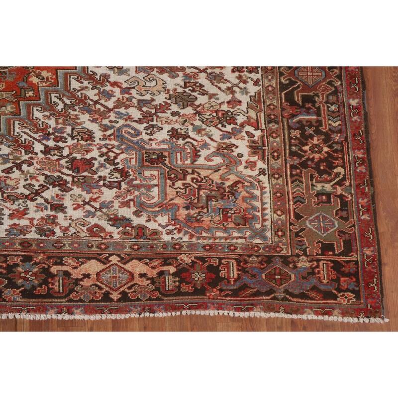 Hand Knotted Oriental 100% Wool Carpet Traditional Medallion Red Heriz Area Rug - 12' 10'' X 9' 7''