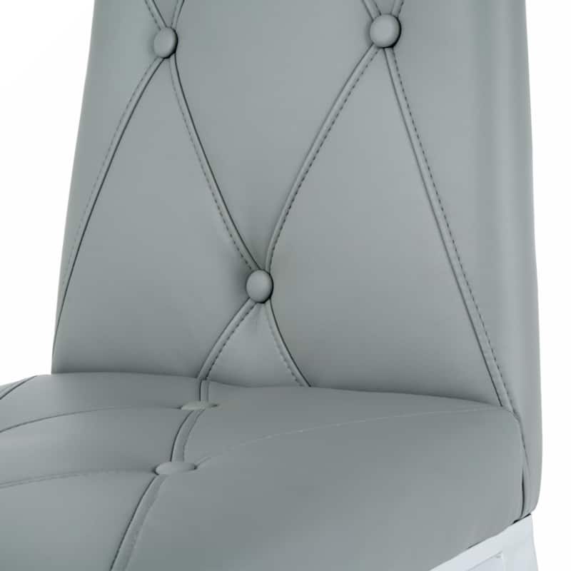 Modern simple light luxury dining chair Home bedroom stool back PU electroplated chair legs (set of 2)