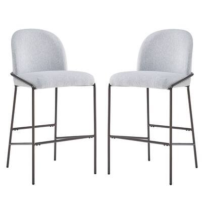 Christopher Knight Home - Bruce Upholstered Metal Bar Stool (Set of 2)