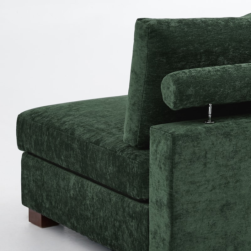 41" W Modern Chenille Corner Arm Accent Chair Sectional Module with Pillows