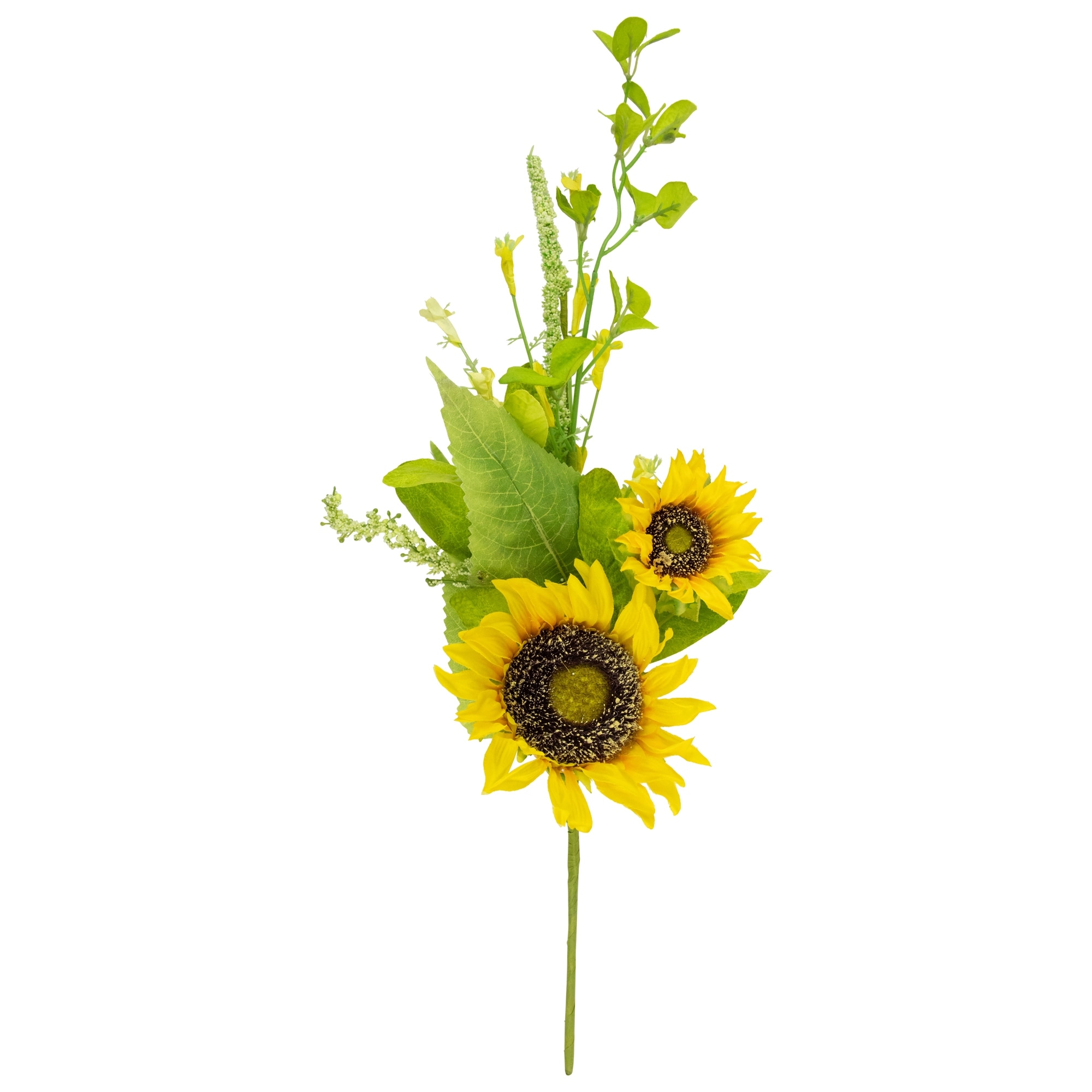 Wildflower and Sunflower Artificial Floral Silk Spray - 19" - Yellow