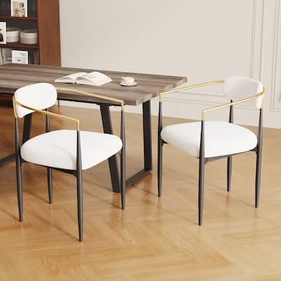 Modern Teddy Velvet 2 Piece Kitchen Dining Chair with Upholstered, Metal Legs for Dining Room Living Room Bedroom Reading Room